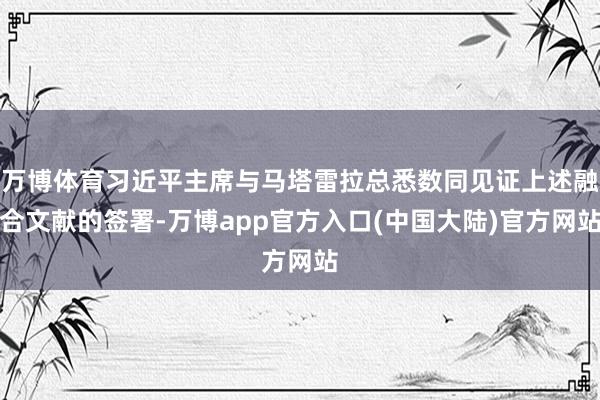 万博体育习近平主席与马塔雷拉总悉数同见证上述融合文献的签署-万博app官方入口(中国大陆)官方网站