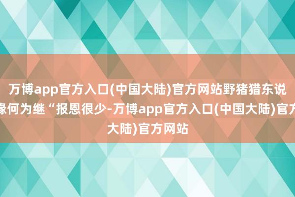 万博app官方入口(中国大陆)官方网站野猪猎东说念主缘何为继“报恩很少-万博app官方入口(中国大陆)官方网站