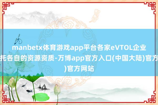 manbetx体育游戏app平台各家eVTOL企业正依托各自的资源资质-万博app官方入口(中国大陆)官方网站